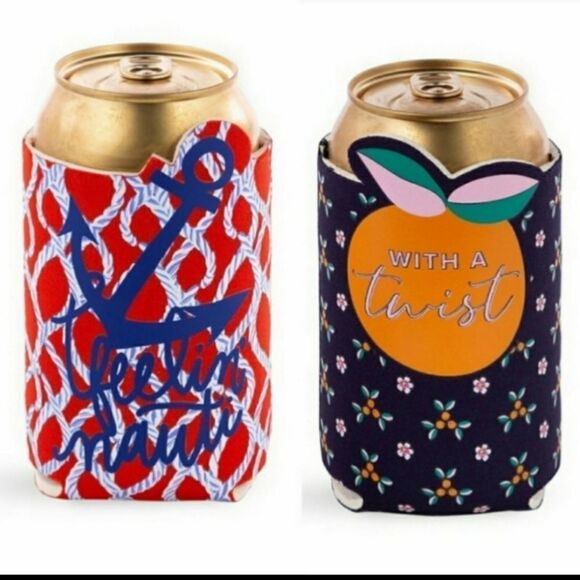 NEW 2 VERA BRADLEY SODA BEER CAN HOLDER NAUTICAL SUMMER POOL ANCHOR KOOZIE NWT - Picture 1 of 1